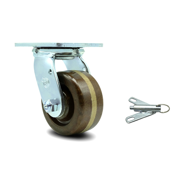 Service Caster 4 Inch High Temp Phenolic Swivel Caster with Roller Bearing and Swivel Lock SCC SCC-30CS420-PHRHT-BSL